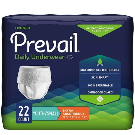 Prevail Daily Underwear Extra Absorbent Underwear, Small Youth, 22PK PV-511